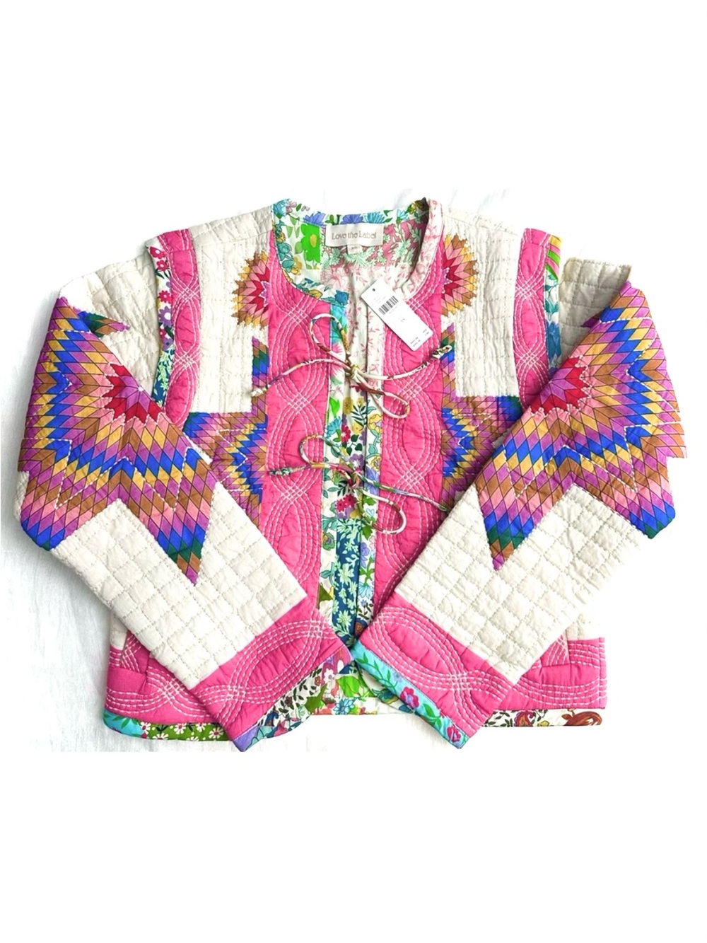 “LOVE The Label” Quilted Patchwork Jacket Sweater